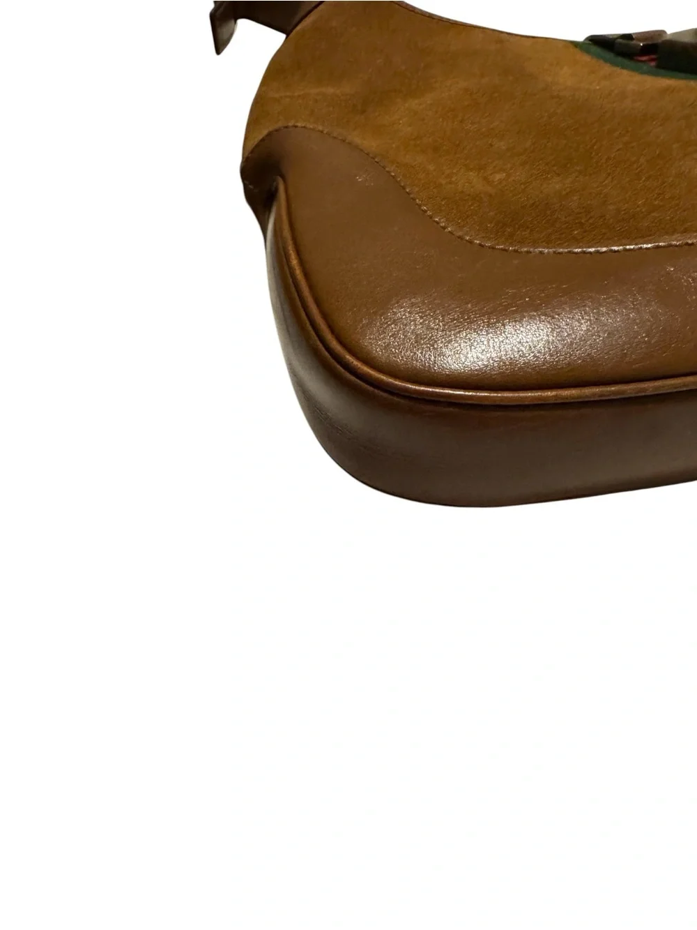 Gucci Suede Small Jackie 1961 Hobo One Shoulder Bag Camel Brown Web Accent